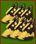 six (6) black & yellow multi-color sun guards